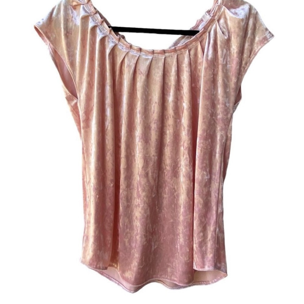 LC Lauren Conrad Wm’s Sz Sm Pink Velvet Ruffled Collar Tie Neck Shirt Blouse NWT